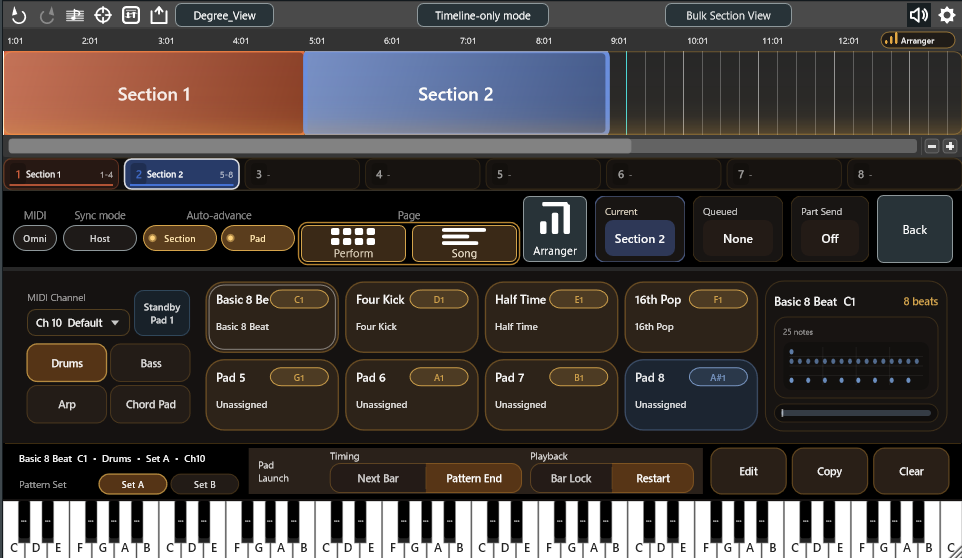 Arranger Mode (Setup page) screenshot