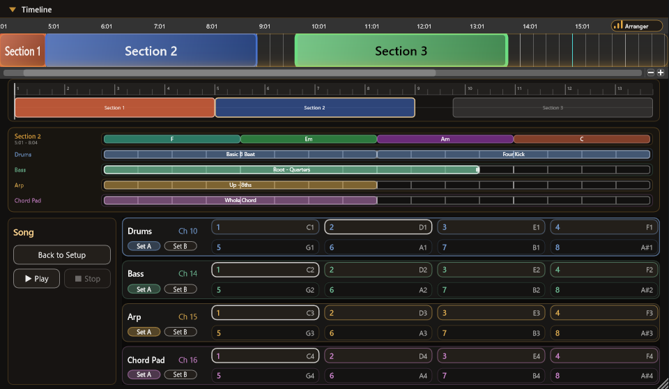 Song page (patterns in song order) screenshot